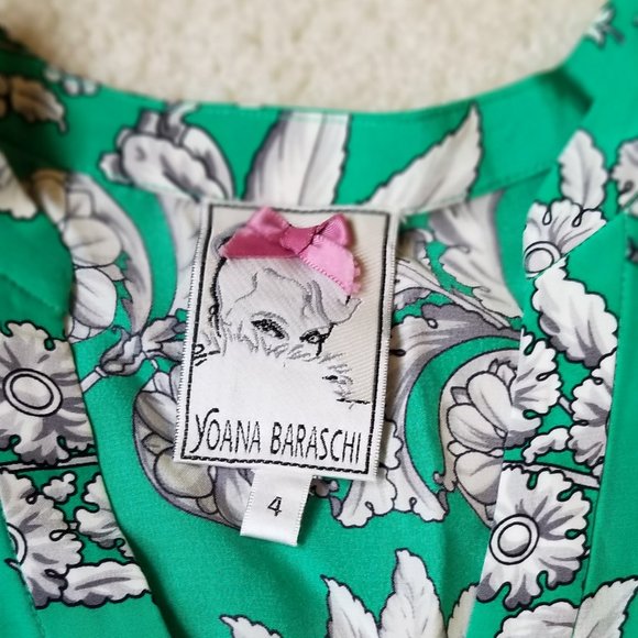 Yoana Baraschi silk dress, green white floral, 4 - Picture 11 of 14
